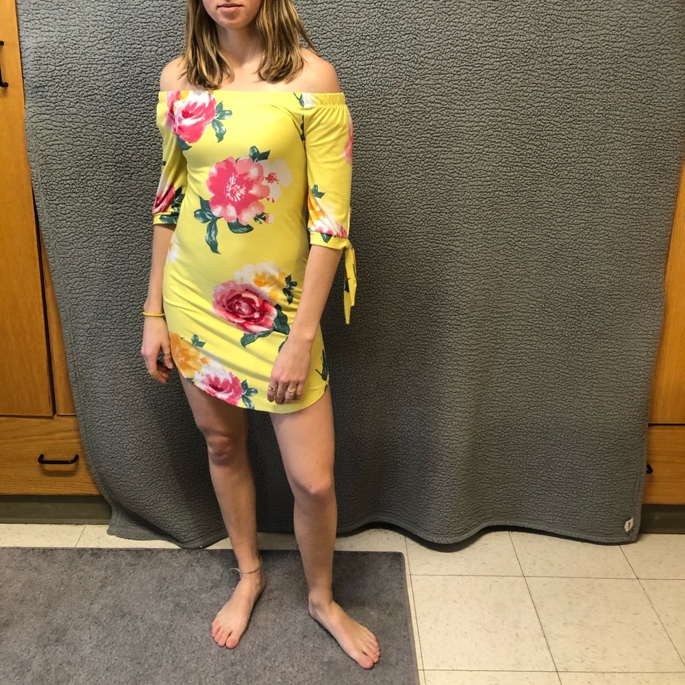 Off the shoulder yellow dress